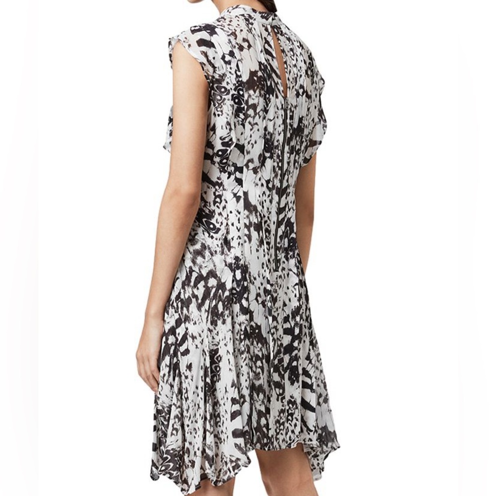 All Saints Fleur Wing Pleated Mini  Dress Size 8 - Picture 2 of 14